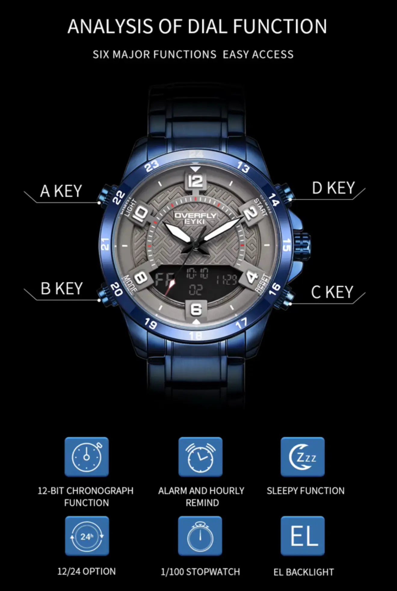 Digital Sports Wristwatch for Men – Blue My Store