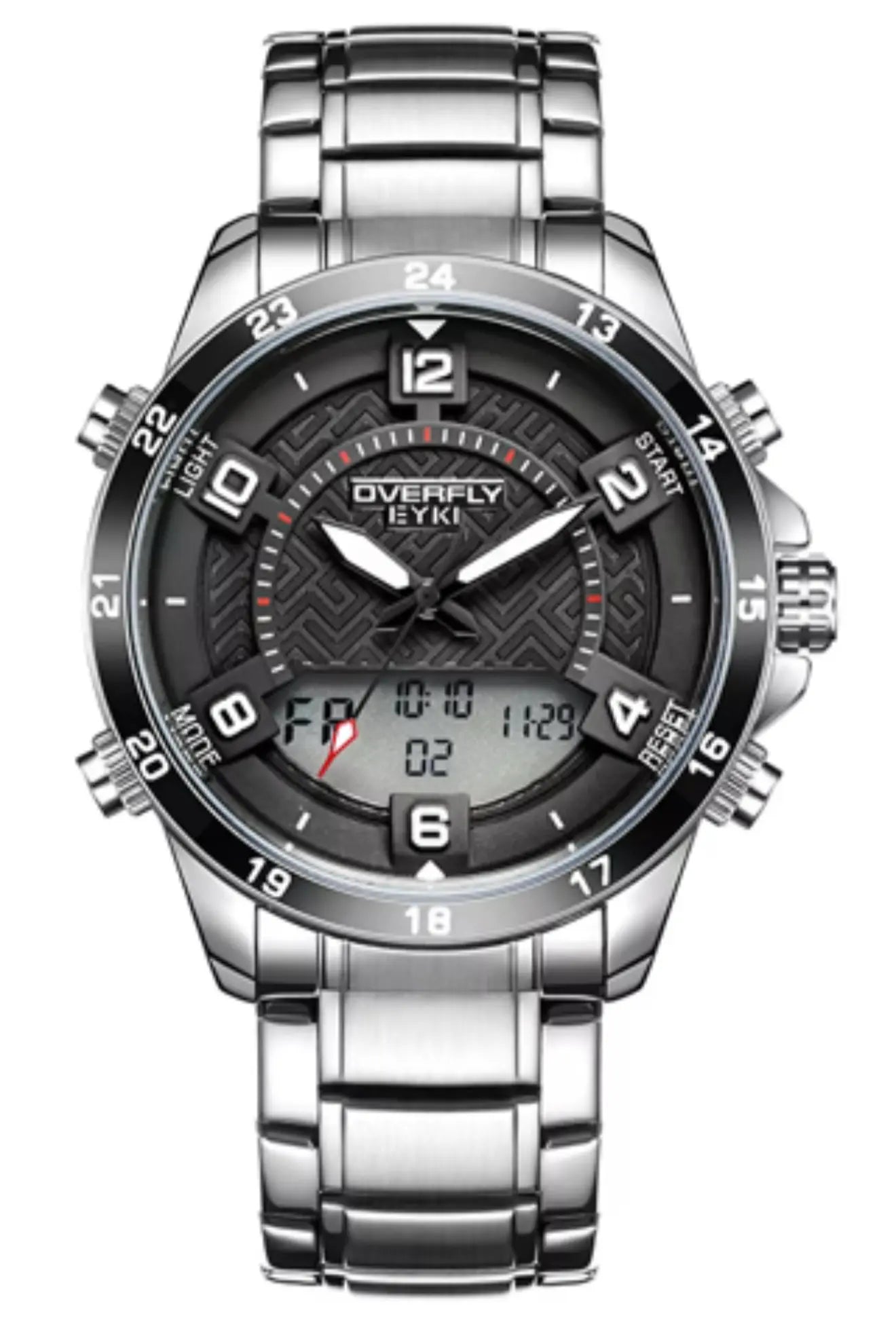 Digital Sports Wristwatch for Men – silver OverflyEyki