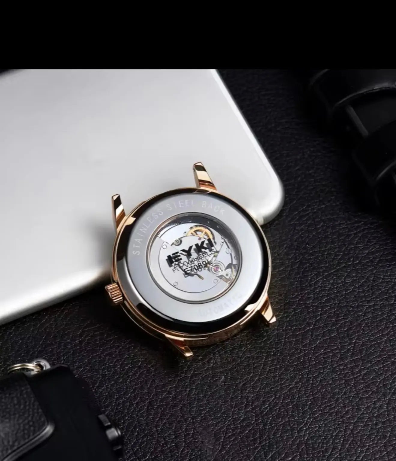 EYKI Men’s Automatic Wristwatch – Luxury Leather Strap (Brown) OverflyEyki