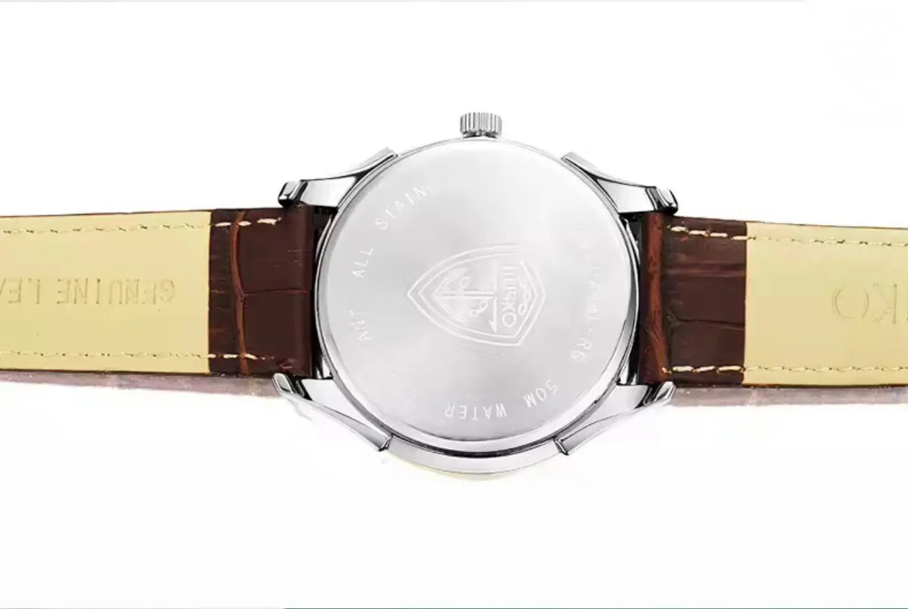 JIUSKO Men’s Fashion Luxury Watch - sapphire glass , 50M water resistance (Silver) OverflyEyki