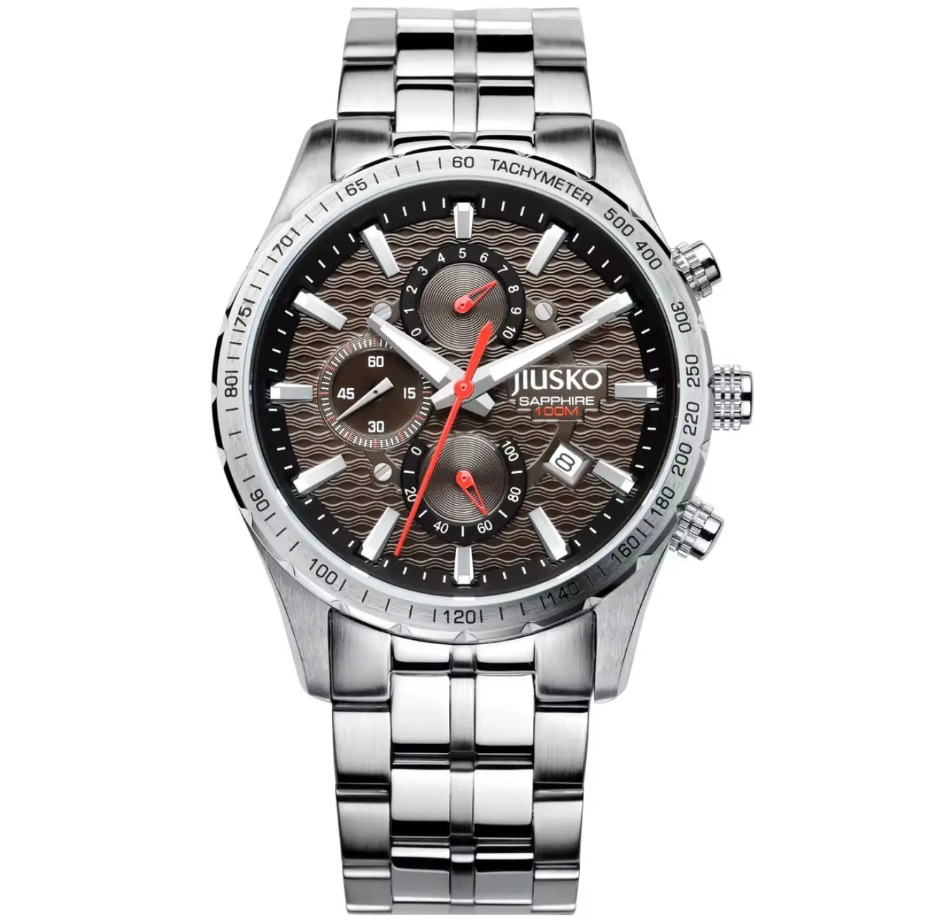 JIUSKO Men’s Luxury Dive Watch – 100M Waterproof, Sapphire Crystal glass (brown) OverflyEyki