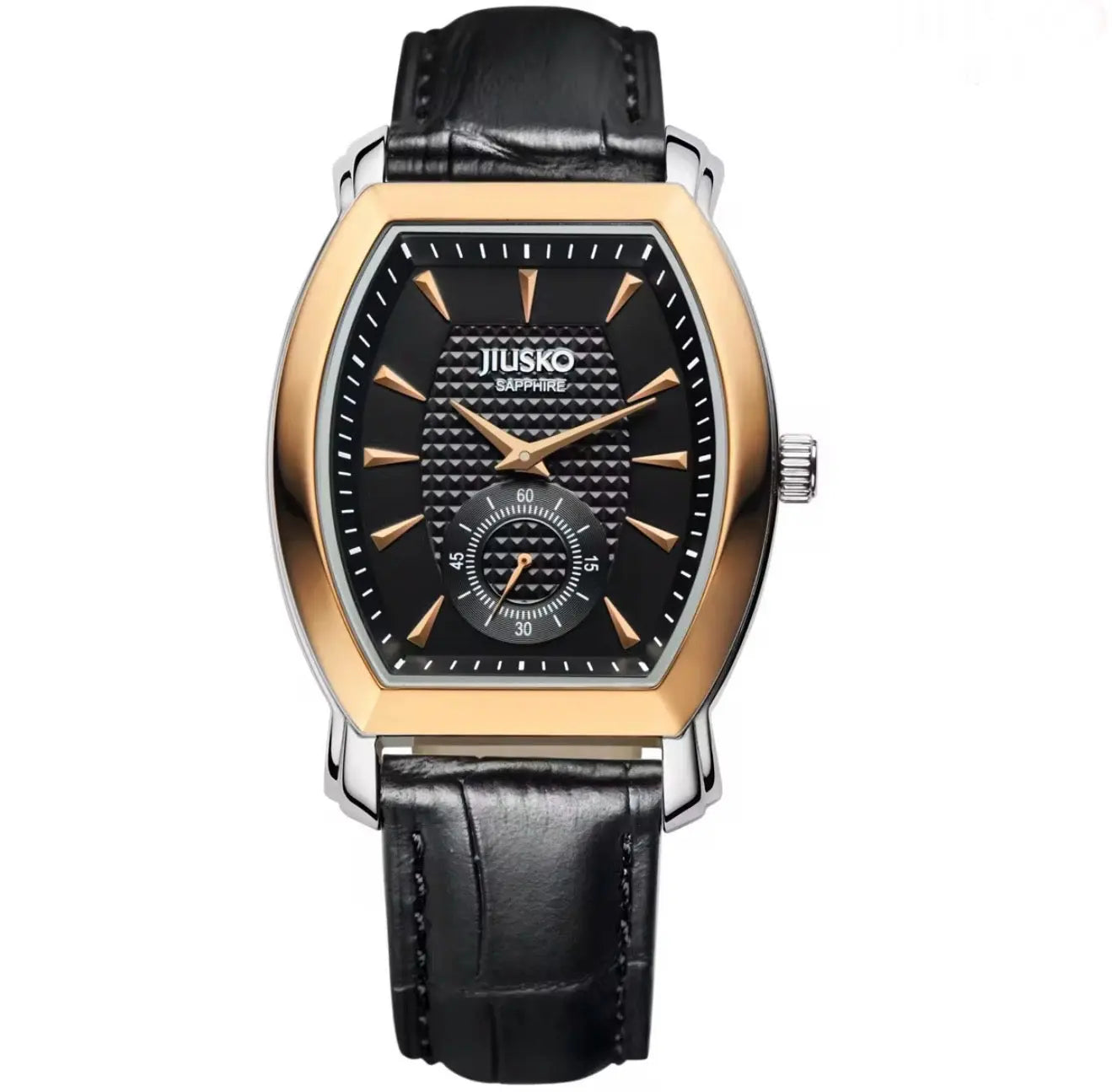 Luxury Couple Watch Set – His & Hers Quartz Wristwatches with Sapphire Crystal, Leather Strap, 3ATM Water Resistant (Black) OverflyEyki