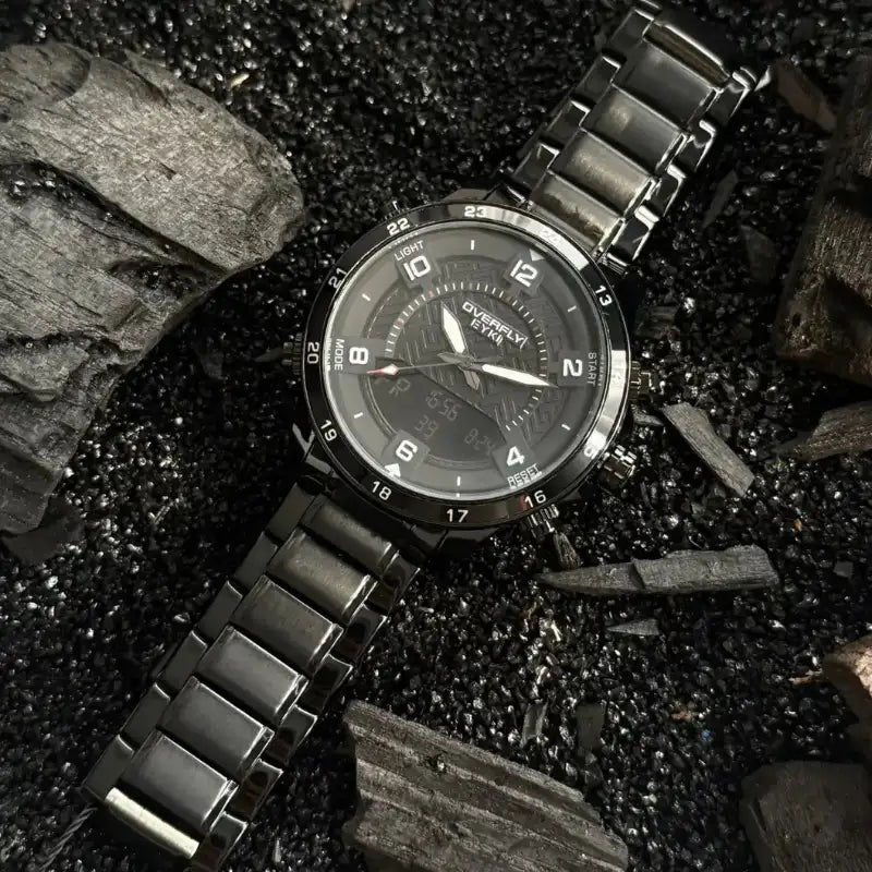 Full black stainless steel multifunctional men's watch with a link bracelet. Shop affordable watches at our top-rated online watch store in Canada.