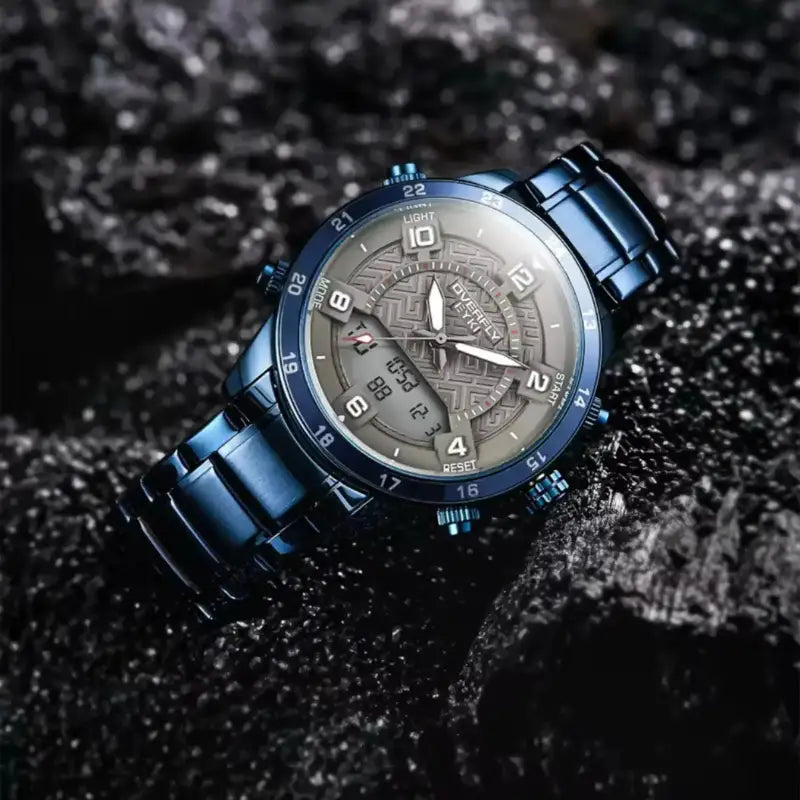 Luxury EYKI Overfly blue metal strap watch for men. High-quality affordable watches from the best online watch store in Canada.