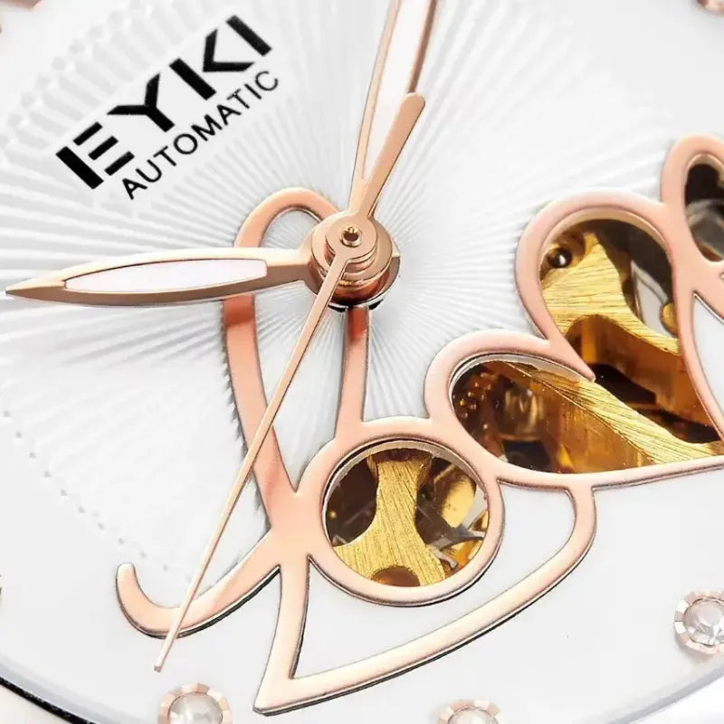 Women Watch Open-Heart Skeleton Dial, Automatic Movement (Pink) My Store