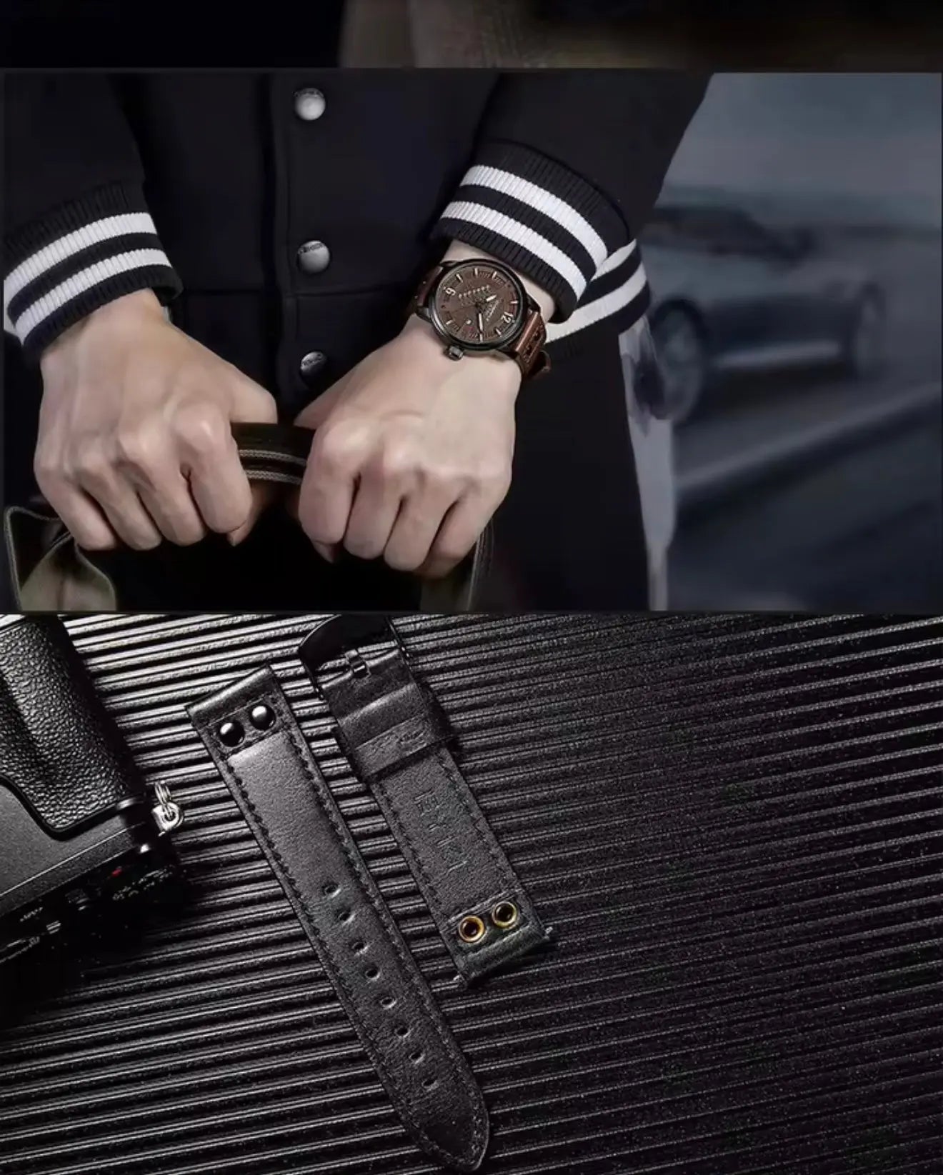 Men’s Quartz Analog Leather Wristwatch - Black My Store