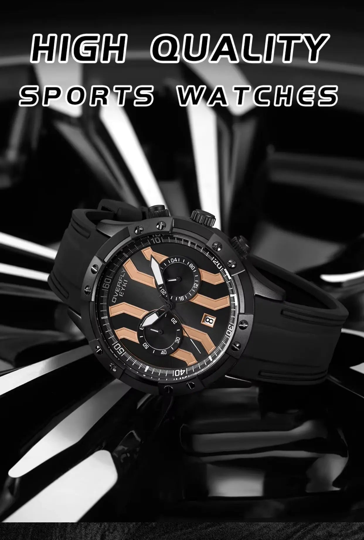 Men’s Quartz Wristwatch – Luxury Sport Black OverflyEyki