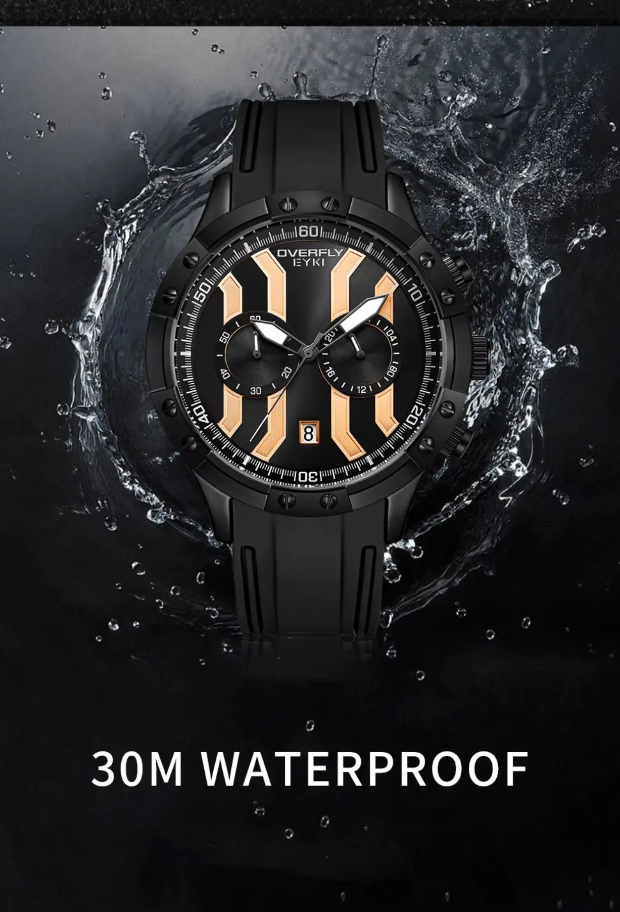 Men’s Quartz Wristwatch – Luxury Sport Black OverflyEyki