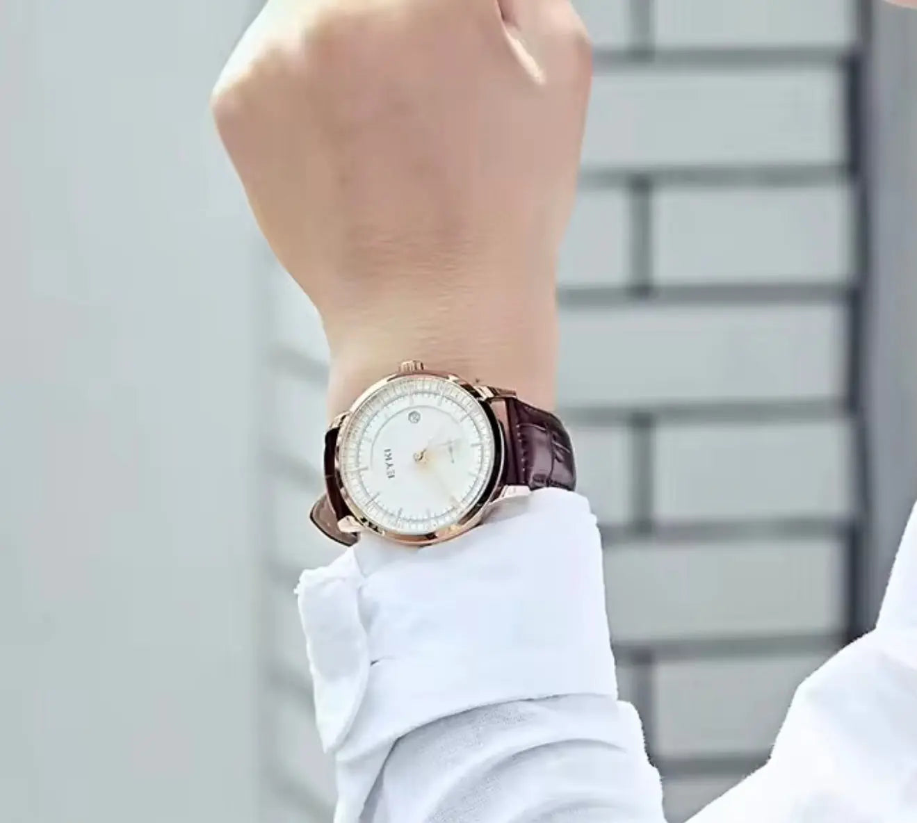 EYKI Men’s Automatic Wristwatch – Luxury Leather Strap (Brown) OverflyEyki