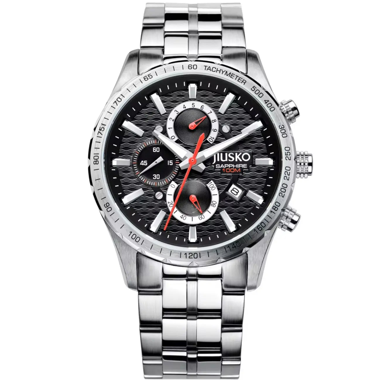 JIUSKO Men’s Luxury Dive Watch – 100M Waterproof, Sapphire Crystal glass (black) OverflyEyki