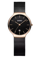 JIUSKO Couple's Quartz Watch Set – Sapphire Crystal, Stainless Steel Mesh Band, Quartz Movement (Black) OverflyEyki