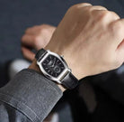 Luxury Couple Watch Set – His & Hers Quartz Wristwatches with Sapphire Crystal, Leather Strap, 3ATM Water Resistant (Black) OverflyEyki