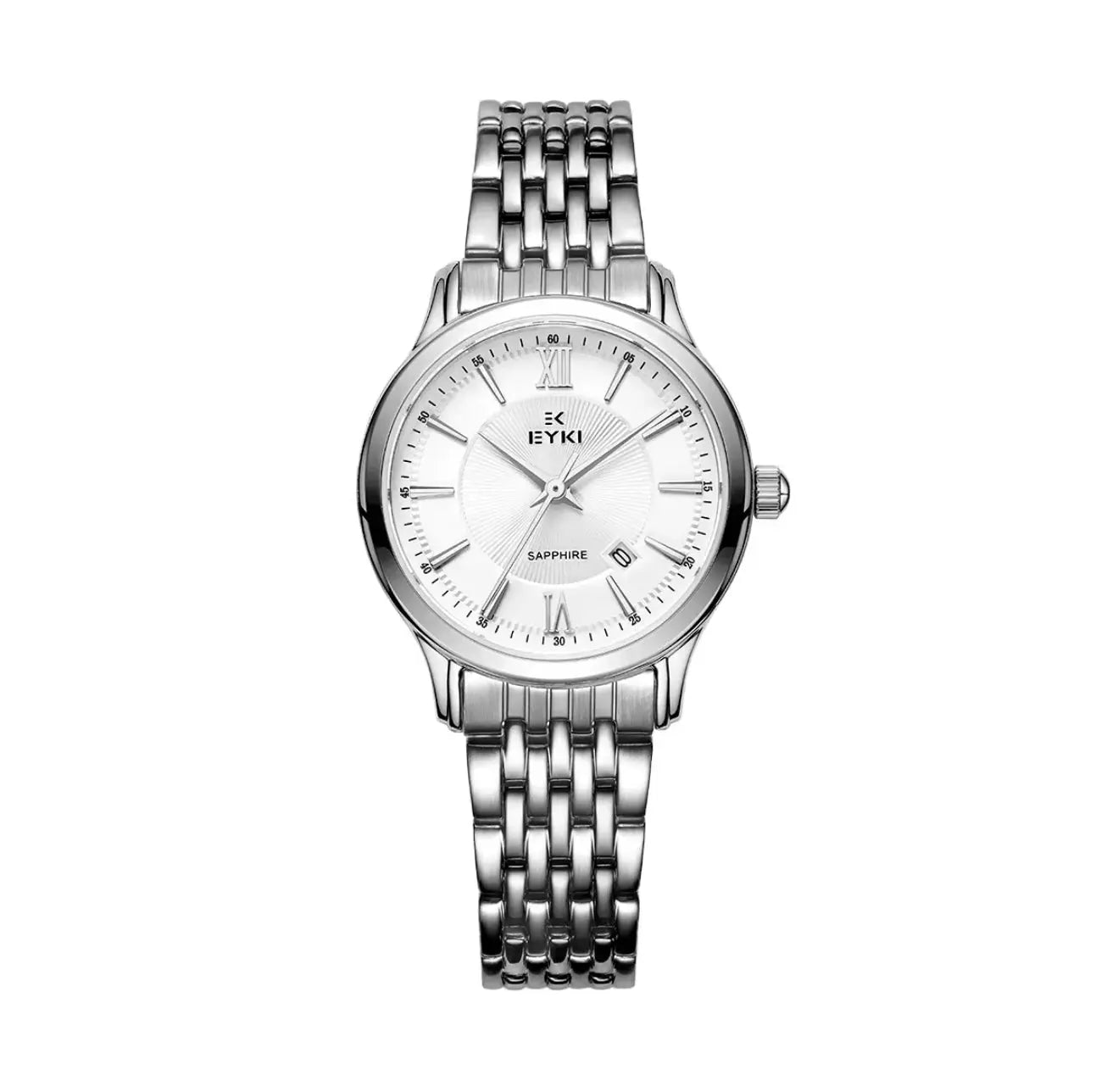 EYKI Women’s Stainless Steel Quartz Wristwatch – Sapphire Glass,  Luxury Fashion Business Watch (Silver) OverflyEyki