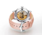 Women's Automatic Watch Luxury Open-Heart Skeleton Dial – 35.2mm Alloy Case, Genuine Leather Strap, 3ATM Waterproof (Pink) OverflyEyki
