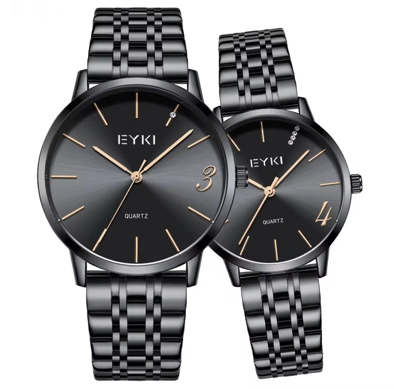 EYKI Couple Watch Set for Men & Women – Stainless Steel Quartz Wristwatches, Waterproof 3ATM OverflyEyki