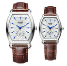 Luxury Couple Watch Set – His & Hers Quartz Wristwatches with Sapphire Crystal, Leather Strap, 3ATM Water Resistant (Brown) OverflyEyki