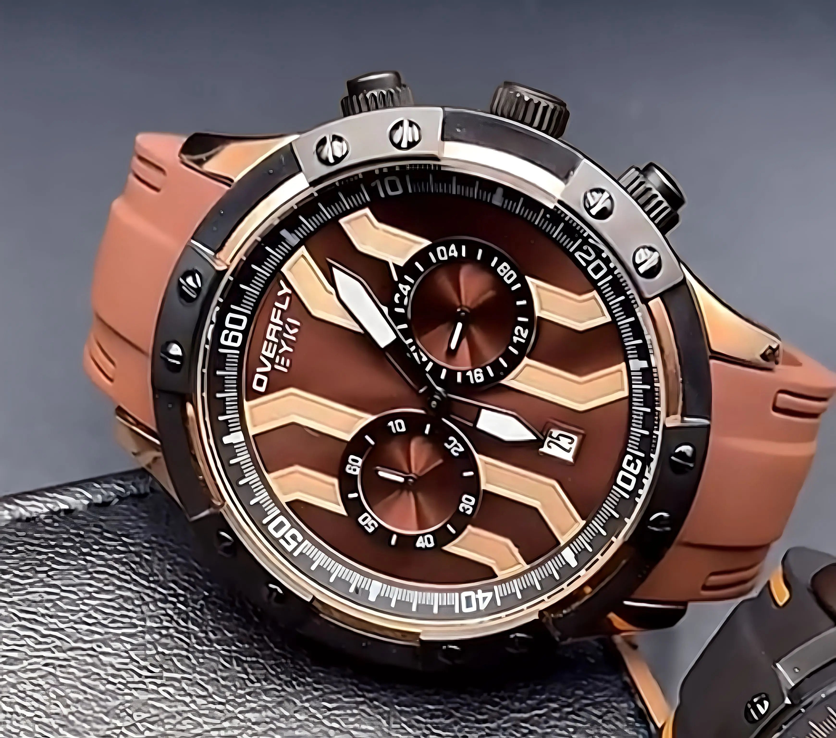 Men’s Quartz Wristwatch – Luxury Sport Brown OverflyEyki