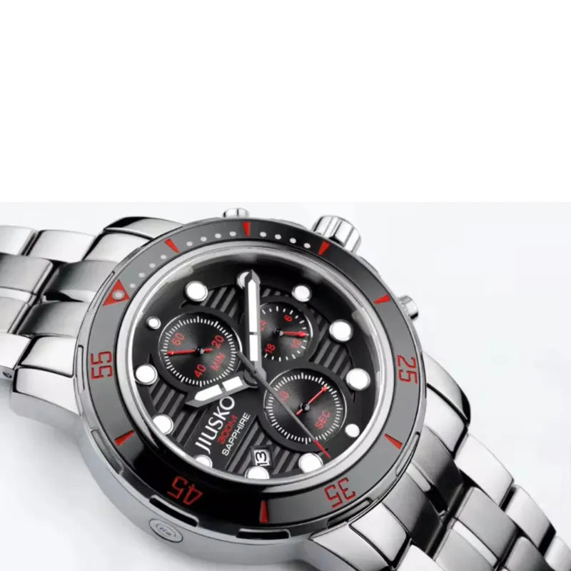 JIUSKO JSK043M Titanium Diver Watch - Silver | Black My Store