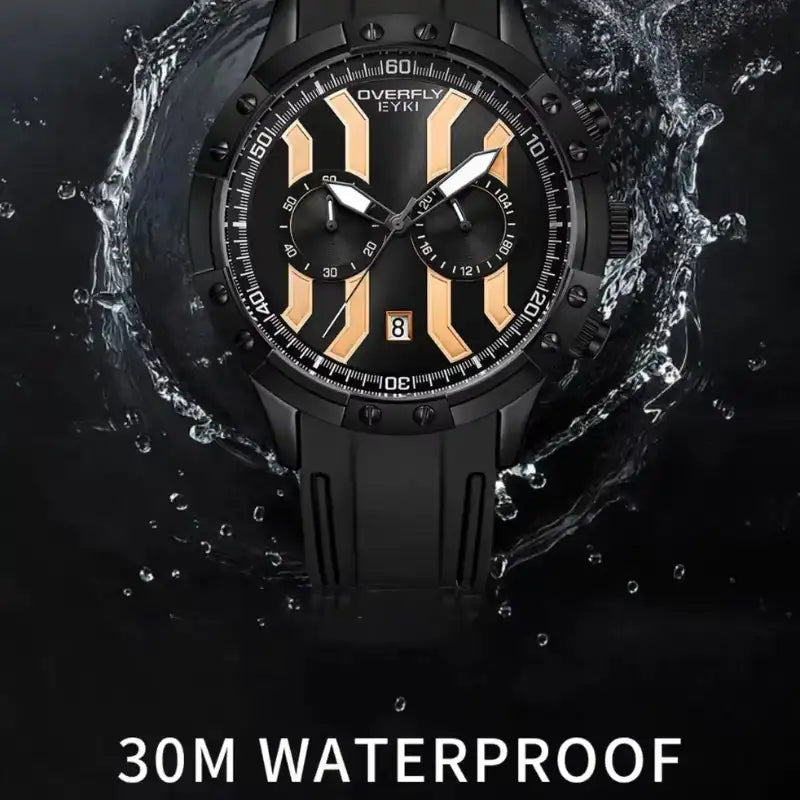 Waterproof black silicone and rose gold watch for men with 30m resistance. Shop affordable watches at our top online watch store in Canada.