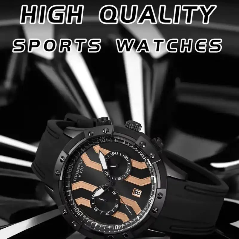 High-quality black silicone sports watch with rose gold dial details. Shop affordable watches at our premier online watch store in Canada.