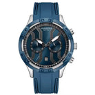 EYKI blue silicone strap watch with a matching blue dial and bold silver accents. Shop affordable watches at our online watch store in Canada.