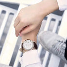 EYKI luxury automatic watch with brown leather strap worn on wrist. Visit our online watch store in Canada for more affordable watches.