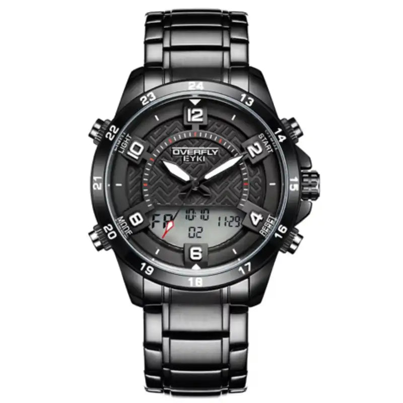 EYKI Overfly black stainless steel multifunctional men's watch. Discover affordable watches at our top-rated online watch store in Canada.