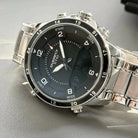 Side view of a silver stainless steel multifunctional watch for men. Find affordable watches at our top-rated online watch store in Canada.