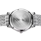 Back view of EYKI silver stainless steel watch showing 30m water resistance. Premium affordable watches from a Canadian online watch store.