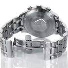 Silver watch with metal band on a white background