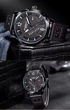 Men’s Quartz Analog Leather Wristwatch - Black My Store