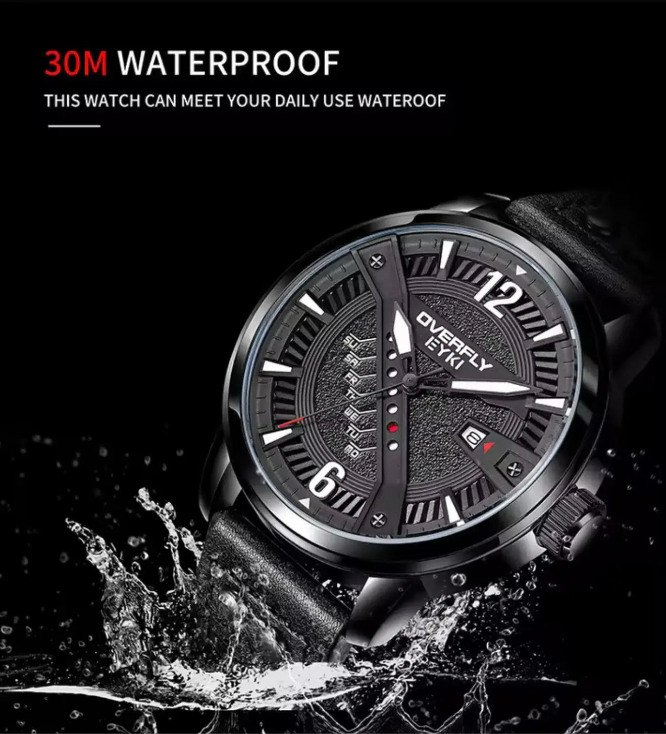 Men’s Quartz Analog Leather Wristwatch - Black My Store